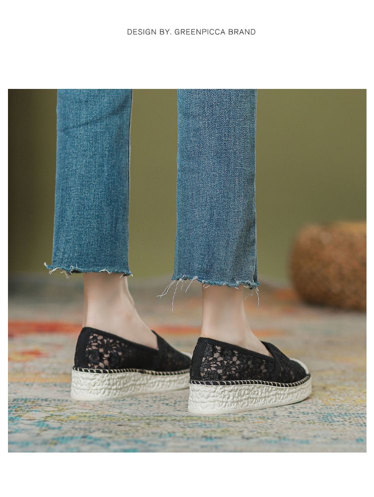 Breathable Mesh Platform Spring Plaid Wedge Fisherman Shoes_voghion.com