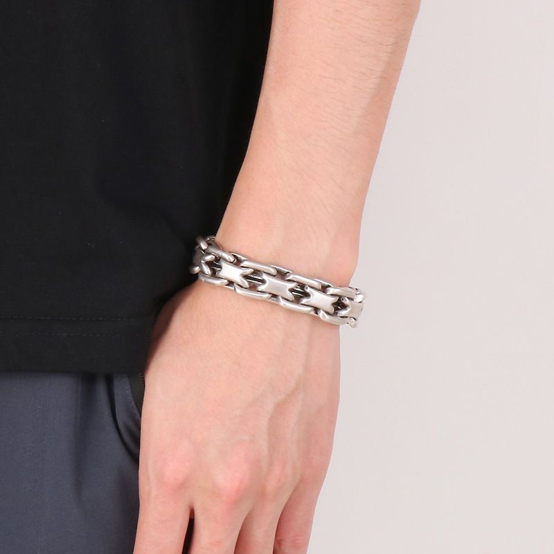 Men's Stainless Steel Bracelet With Vintage Chain Design - Punk Style Titanium Steel Cuff For Bold And Edgy Look - Sizes 10mm-20mm_voghion.com