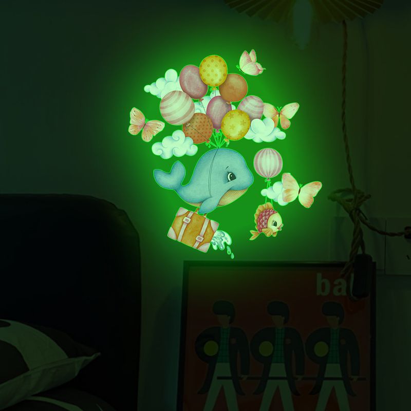 Ballon Wal grün leuchtend AFG3765 Schalter Kinderzimmer Deko Wandpaste_voghion.com