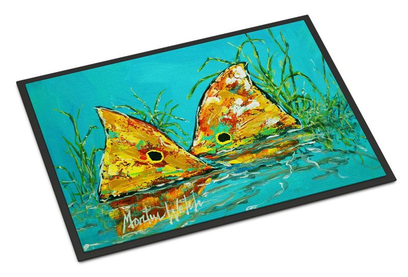 Side By Side Red Fish Doormat Front Door Mat Indoor Outdoor Rugs For Entryway, Non Slip Washable Low Pile, 24H X 36W_voghion.com