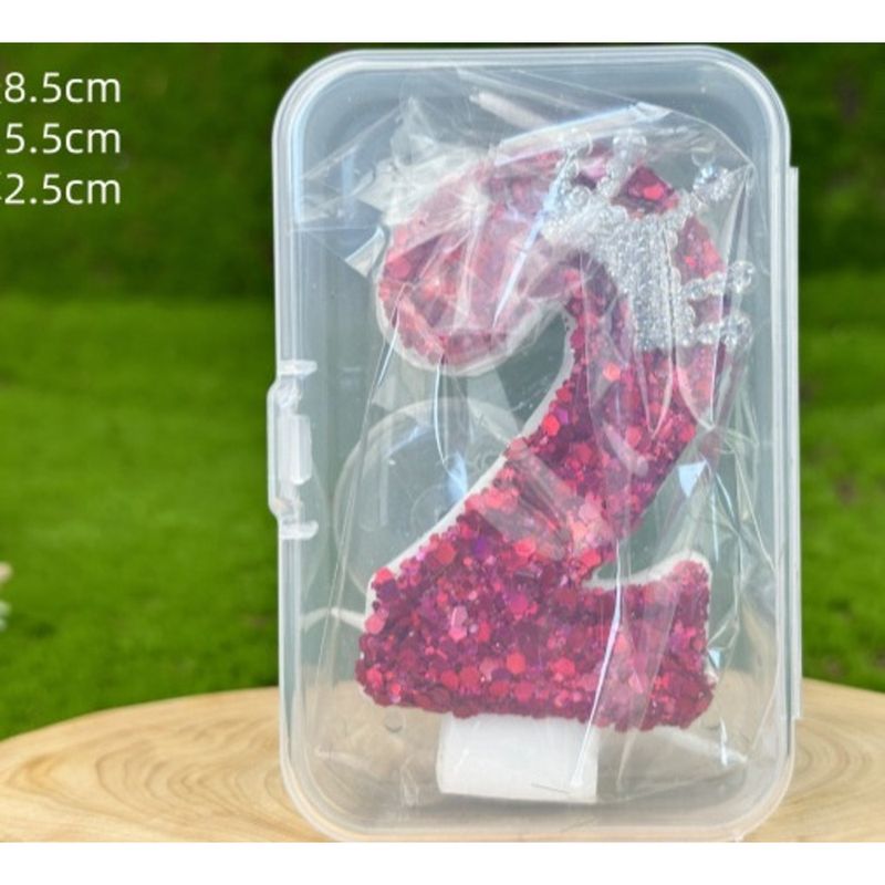 Digital Cake Decoration First Birthday Candle Rose Red Crown_voghion.com