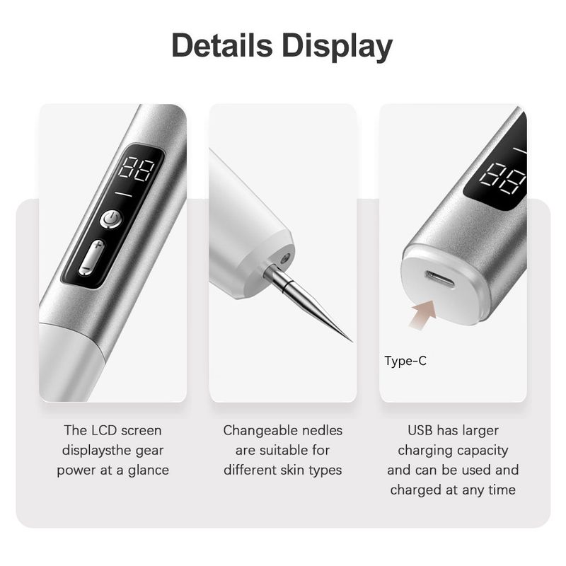 New 15 grade beauty for removing moles, warts, and freckles. Home mole scanning pen with LED display lighting_voghion.com