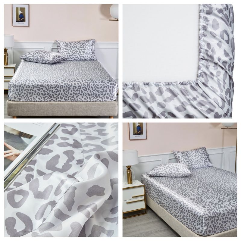 Satin Printed Silk Bed Sheet And Pillowcase Three Piece Set Gold Leopard Silver Leopard Pink Leopard Bed Cover And Pillowcase_voghion.com