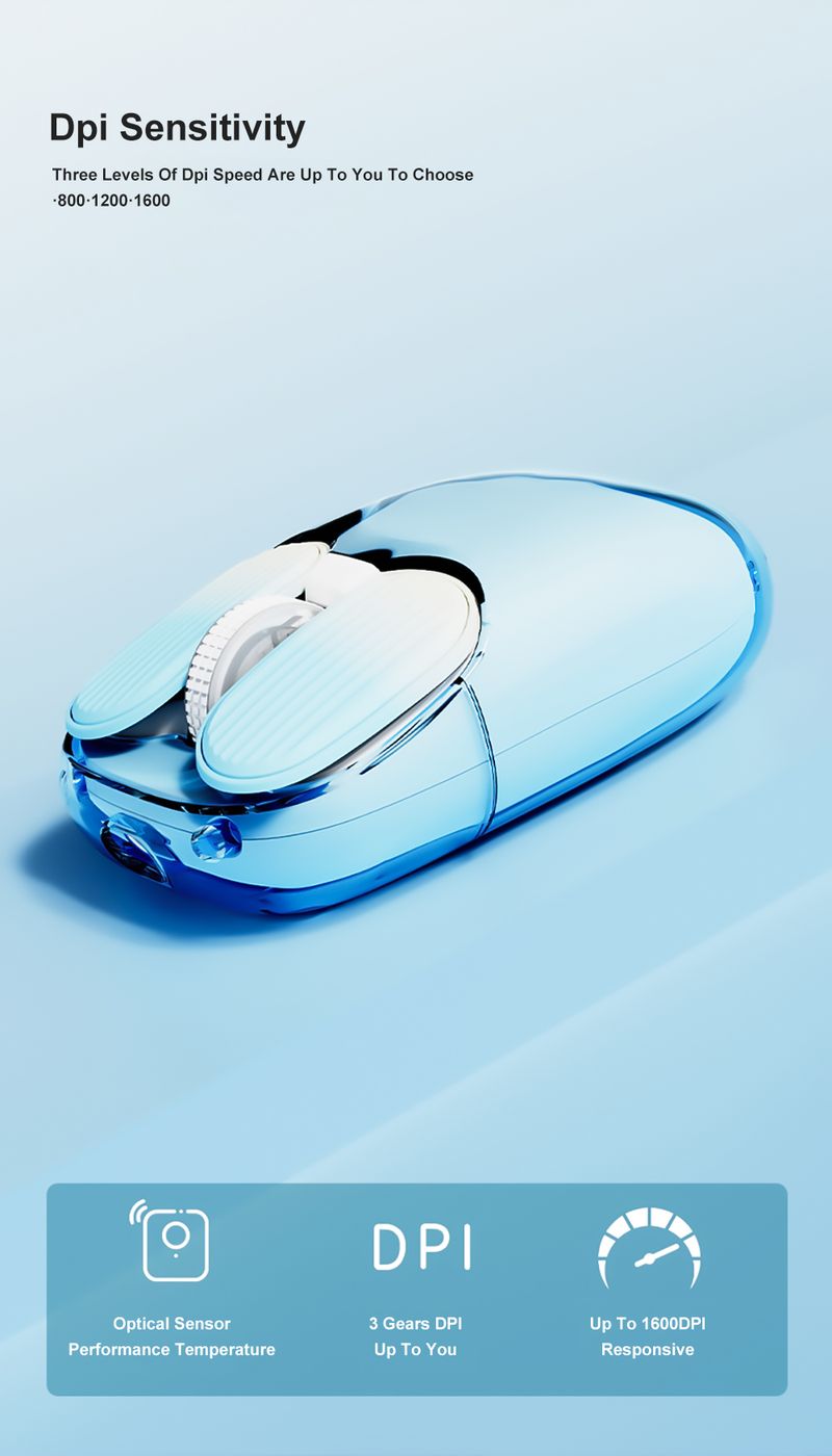 AJAZZ I069 Transparent Mus Med Trådløs Mus 1600 DPI Kontormus RGB Baggrundsbelyst_voghion.com