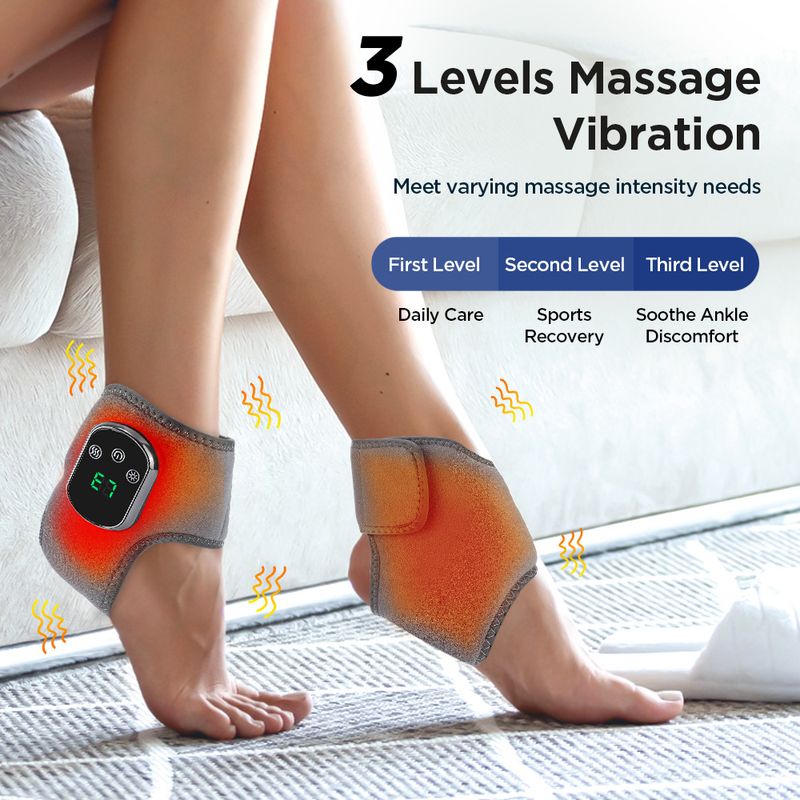 Massaggiatore elettrico per piedi con massaggio riscaldante, supporto per caviglia, terapia del calore a 5 livelli, vibrazione a 3 livelli_voghion.com