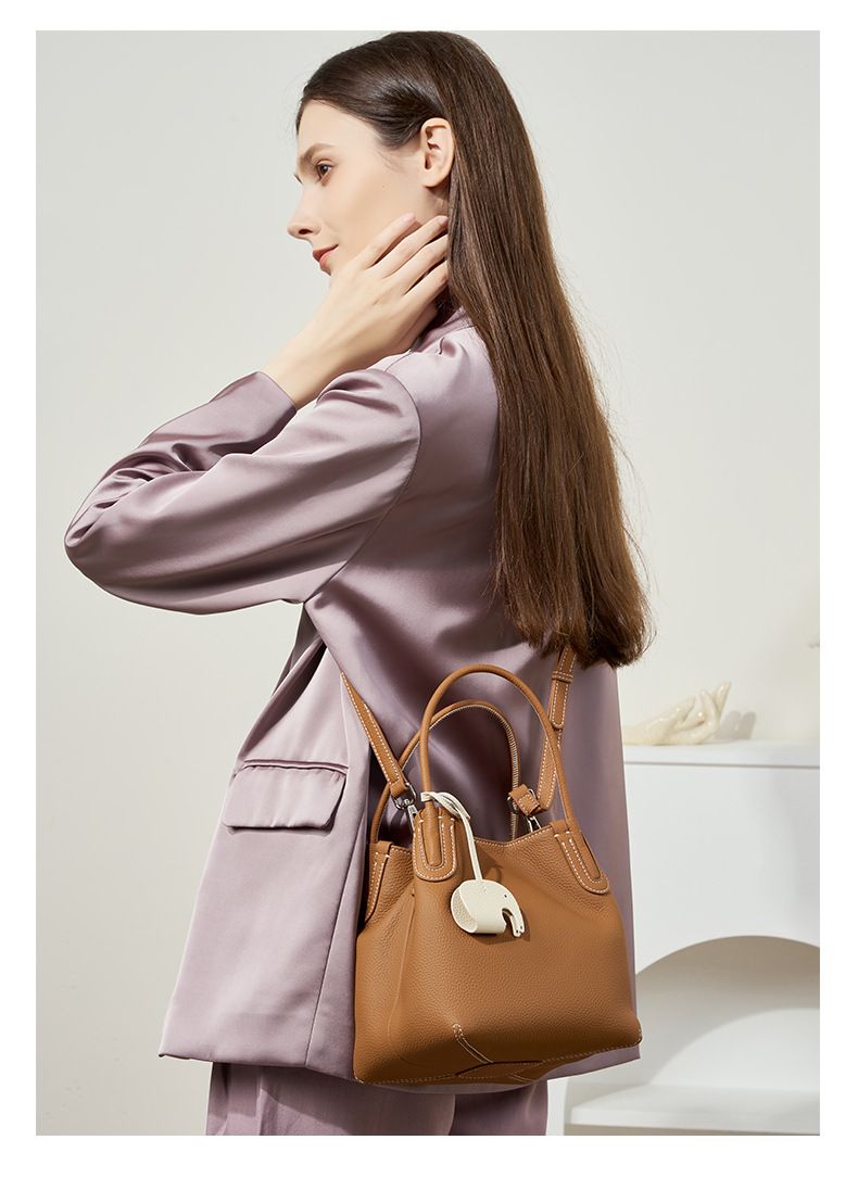 Sommermode Echtleder Eimer Tasche Nische Erste Schicht Rindsleder Retro Eine Schulter Crossbody Handheld Gemüse Korb Tasche_voghion.com