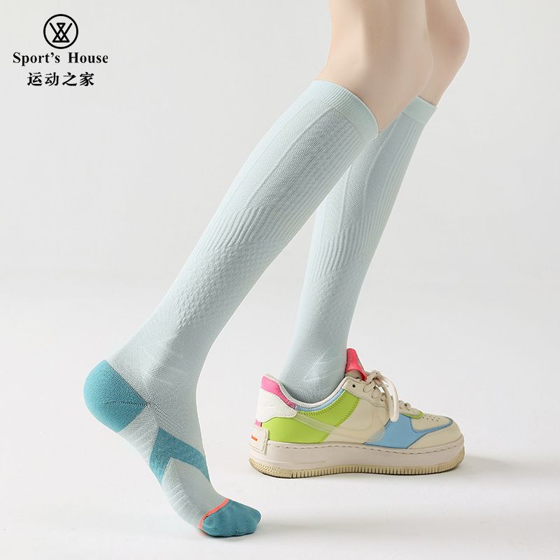 Sport's House High Tube Compression Calf Thin Breathable Towel Bottom Jump Rope Sports Socks_voghion.com