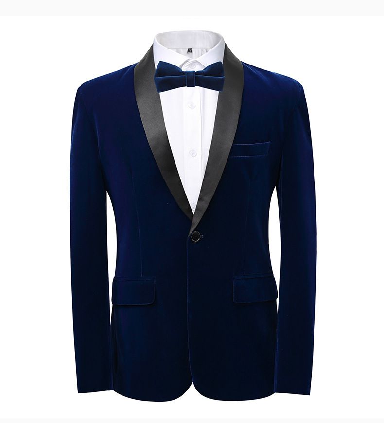 Costume de mariage élégant pour homme, ensemble 3 pièces, coupe slim, smoking avec nœud papillon, tissu velours de qualité supérieure, pour marié, occasions formelles, noir/rouge/bleu._voghion.com