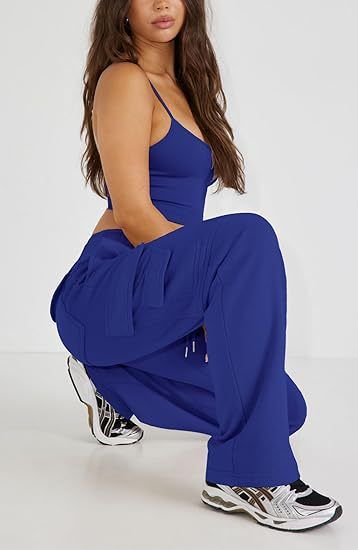 Damen Cargo-Jogginghose mit hoher Taille, lockere Passform, weites Bein, Trainingshose mit Taschen für Streetwear-Mode_voghion.com