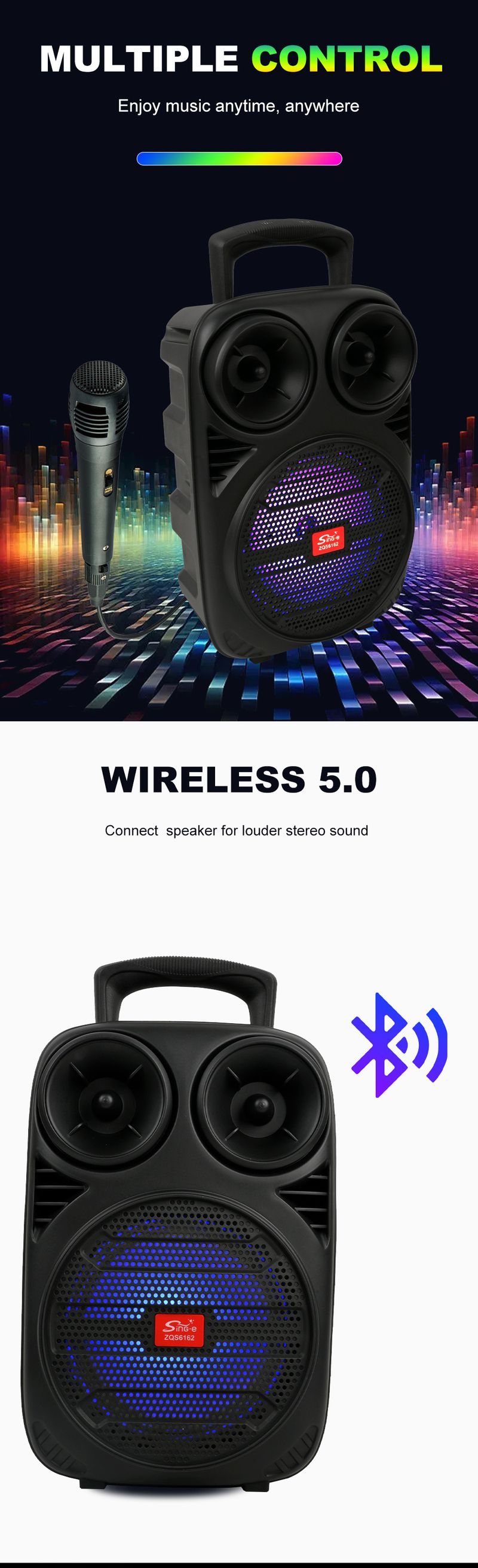 ZQS6162 Bluetooth-luidspreker Draagbare USB-kaart Bluetooth Grote luidspreker Buiten_voghion.com