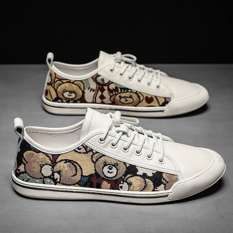 Nova tendência versátil baixo top board estudante sola macia couro genuíno preto sapatos casuais_voghion.com
