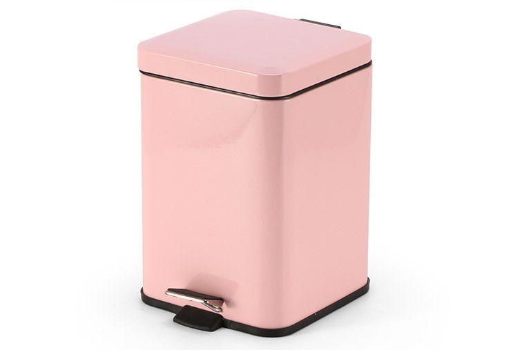 Pattumiera a pedale in acciaio inox con coperchio – Pattumiera quadrata per cucina e bagno, antiodore, salvaspazio (acciaio/bianco/azzurro cielo/rosa/verde menta)_voghion.com