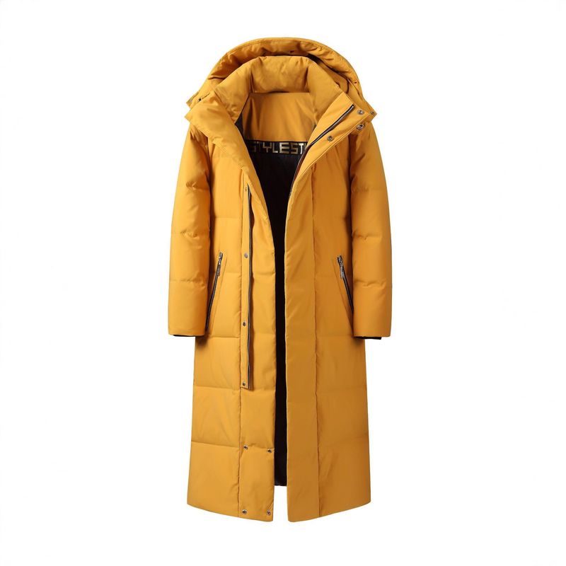 Herrenbekleidung Unisex Langer Daunenmantel mit Kapuze – Ultrawarme Winterjacke für extreme Kälte (-30 °C), wasserdicht und atmungsaktiv, 600 Fill Power Entendaunen_voghion.com