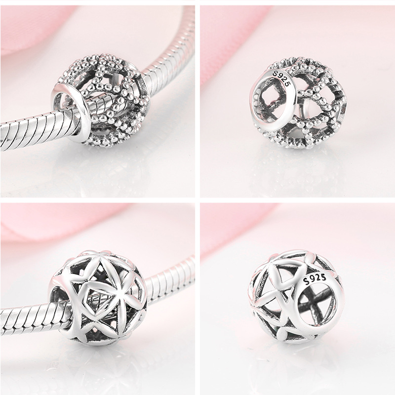 Unisex Creativo e personalizzato moda perline di zircone cavo bracciale da donna accessori fai da te perline sciolte perline in argento sterling_voghion.com