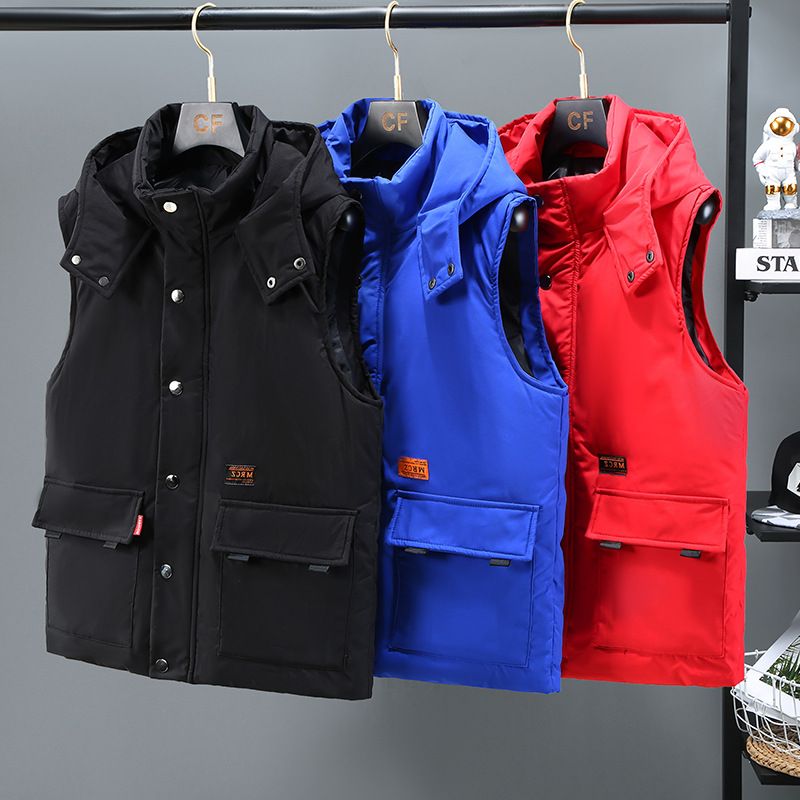 Herrenbekleidung Seidenbaumwolle Baumwollweste mit aufgedrucktem LOGO Herren Steppjacke in Übergröße Arbeitskleidung_voghion.com