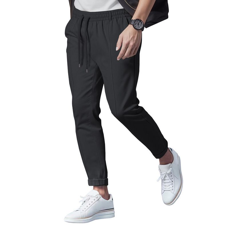 Spring And Autumn American Style Solid Color Casual Simple Plus Size Men's Business Slim Fit Tapered Pants_voghion.com