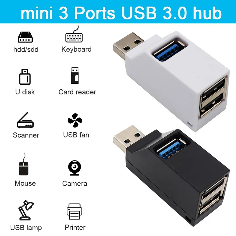 3.0 HUB Adapter Extender Spl Box 3 Ports For PC Laptop Book Phone High Speed Data Transfer USB_voghion.com