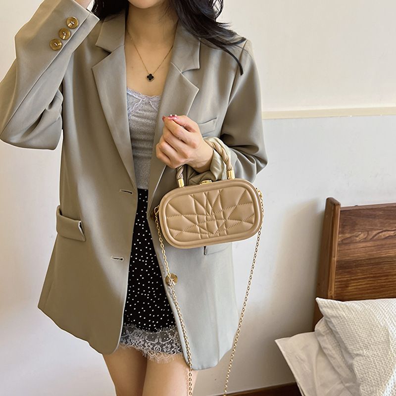 Neue strukturierte kleine 2024 Frühling Sommer Handtasche Box Kette Schulter Crossbody Tasche für Frauen_voghion.com