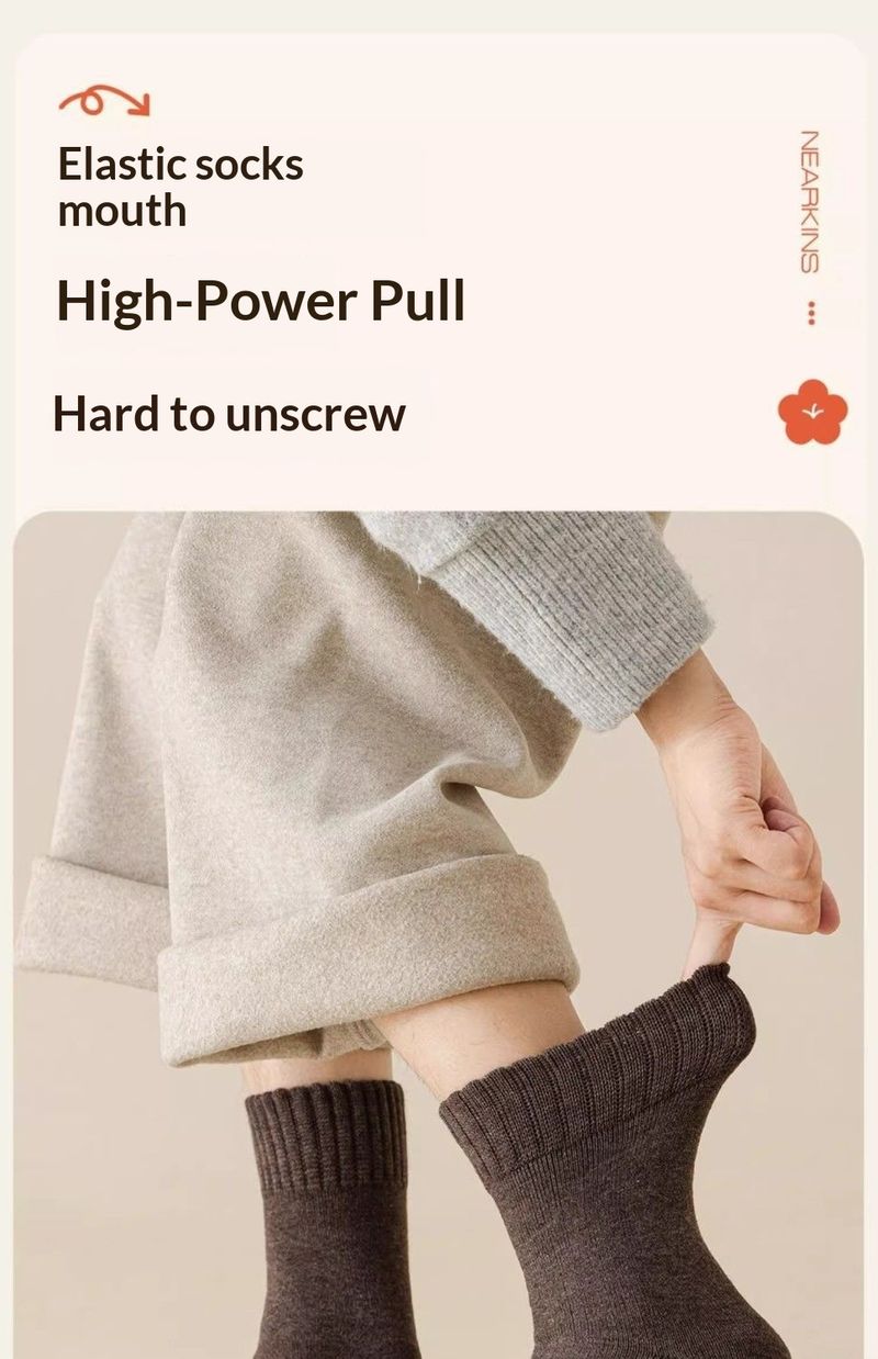 Wangjia Collection Automne 2025 Chaussettes mi-mollet épaisses pour homme, chaudes, brossées, absorbantes, anti-odeurs, couleur unie_voghion.com