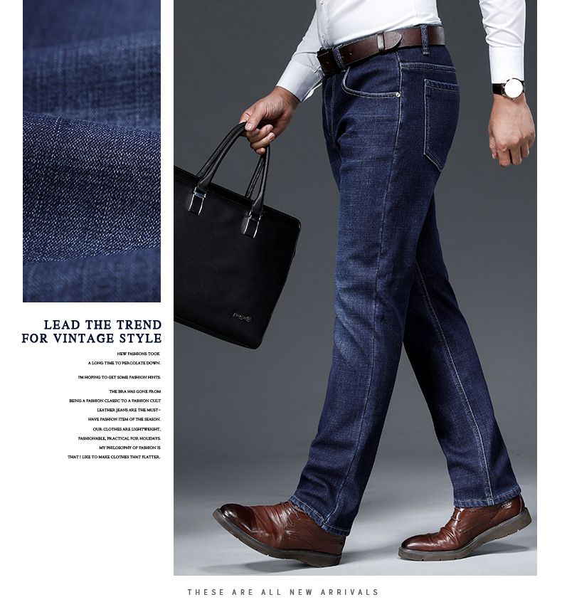 Winterweiche, dicke Business-Jeans für Herren, für junge und mittelalte Männer, locker sitzende, warme Denim-Langhosen, Business-Herrenbekleidung_voghion.com