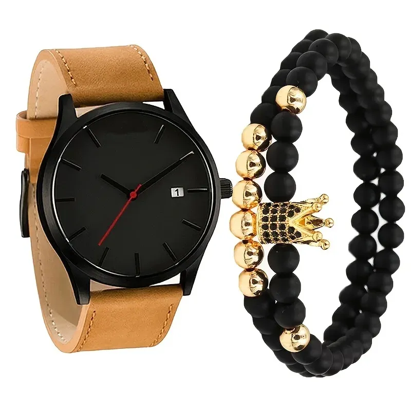Bracelet/1pc Alloy Quartz & 1pc Bracelet Men's Watch Set, Ideal Choice For Gifts_voghion.com