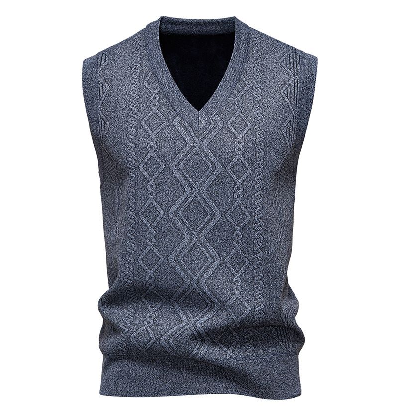 Herrenbekleidung Slim Fit Jacquard Pullover Weste Herren Slim Fit V-Ausschnitt Jacquard Pullover Weste, Strickpullover Ärmelloses Oberteil für Freizeitkleidung (L, XL, XXL)_voghion.com