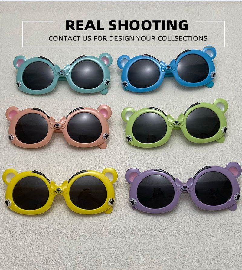 Weiche Silikon-Sonnenbrille mit Cartoon-Bär – UV-Schutz und polarisiert (Unisex für Kinder und Erwachsene, High-End-Komfort)_voghion.com