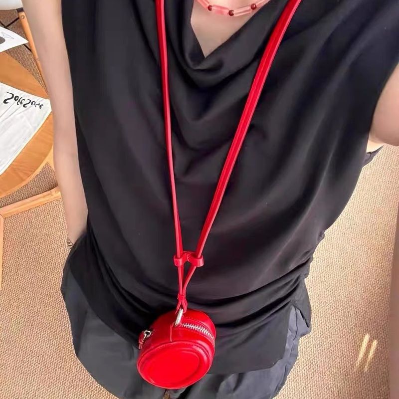 Mini borsa portamonete di alta qualità, carina, da ragazza, con design di nicchia, da appendere al collo, a tracolla, alla moda coreana, con rossetto e portachiavi._voghion.com