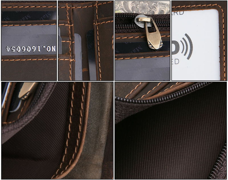 RFID Blocking Men Wallets Vintage Cow Genuine Leather Wallet Male Handmade Custom Dollar Price Coin Purse Short Wallet_voghion.com