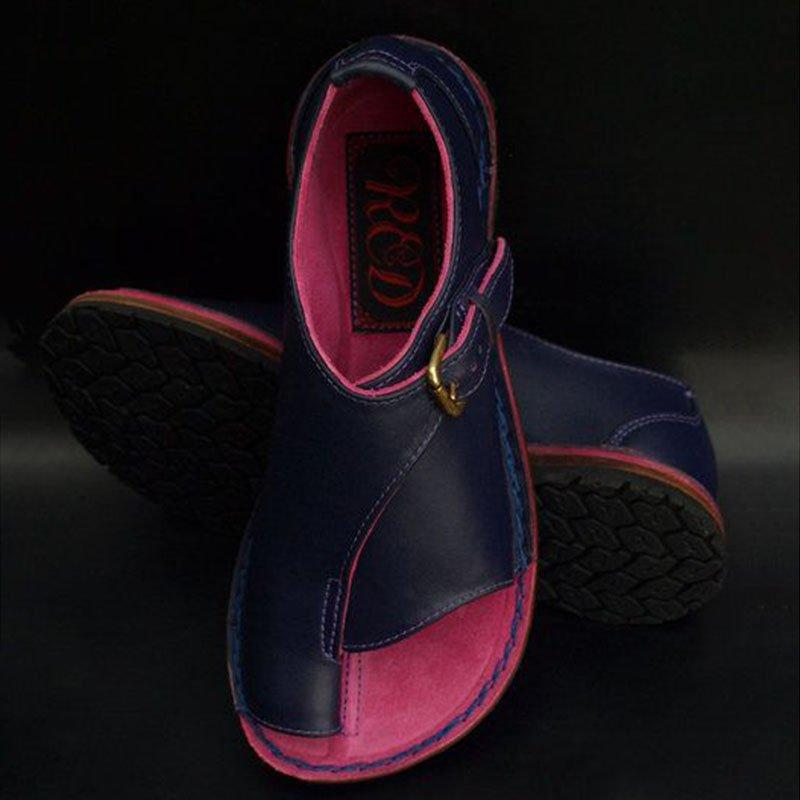 Women Sandals Women's Retro Solid Color Flat Sandals For Leather Sandals_voghion.com