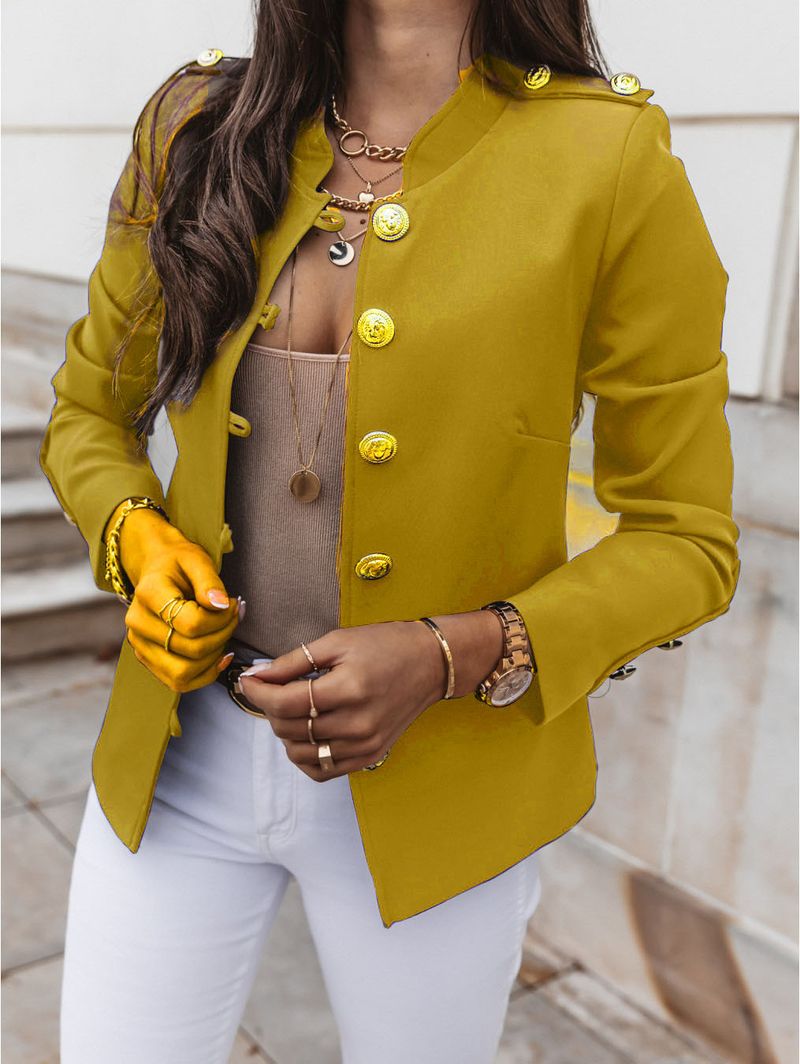 Blazer monopetto slim fit da donna – Blazer casual in cotone elasticizzato (S-3XL, colori a tinta unita, perfetto per lo streetwear e l'ufficio)_voghion.com