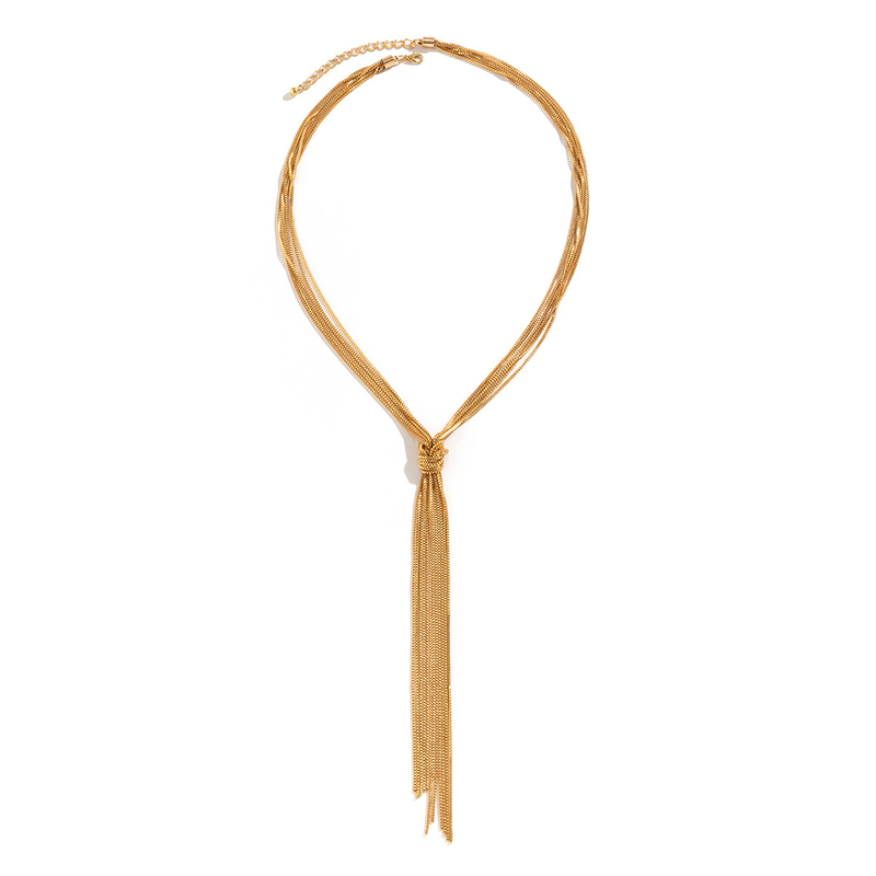 Dames sieraden hiphop metalen wind snake bone chain ketting trend geometrisch lang geweven sleutelbeen ketting_voghion.com