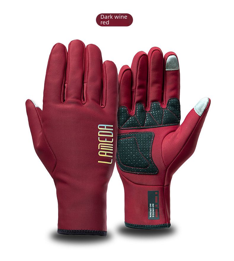 Cycling Gloves Autumn And Winter Fleece Warm Riding Gloves Bicycle Riding Anti-splashing Touch Screen Long Finger Gloves_voghion.com