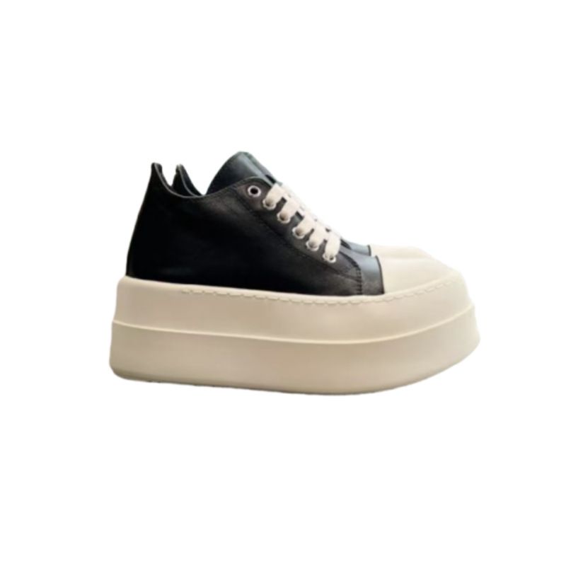 American Style Thick-Soled Sneakers Men Black Couple Platform Simple Canvas Big Head Height Increasing Derby Shoes For_voghion.com