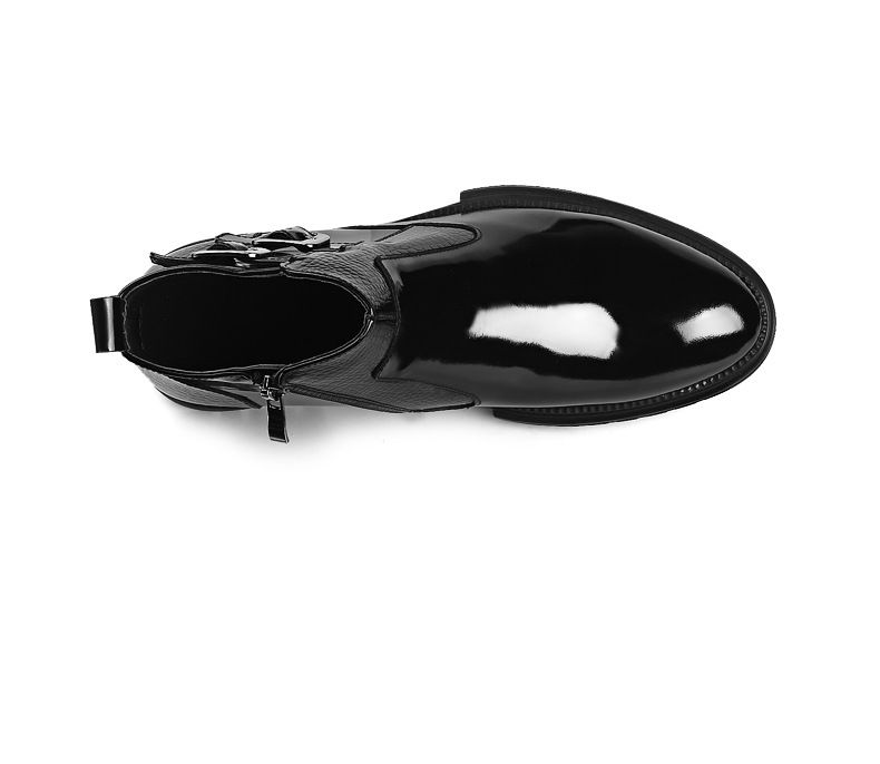 Herenschoenen leren laarzen heren korte laarzen dikke zool grote kop ronde laarzen_voghion.com