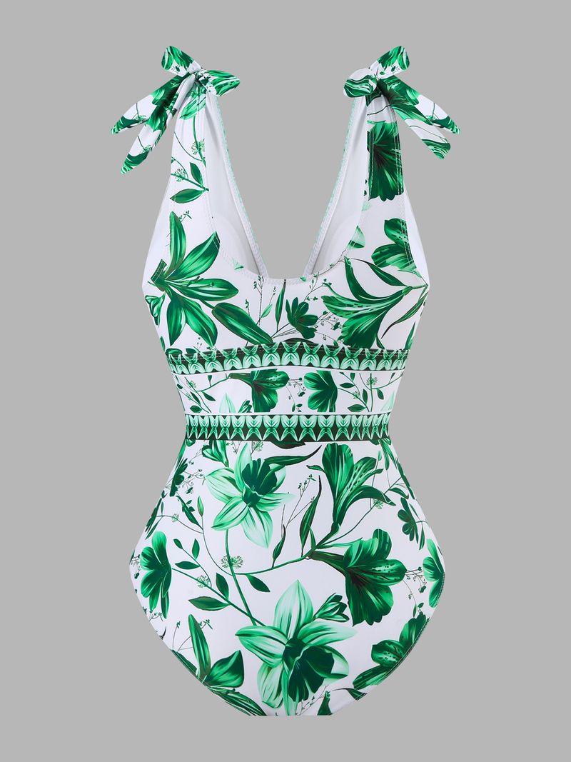 Maillot de bain une pièce sexy pour femme avec jupe fluide - Maillot de bain bikini col V pour la plage et la piscine - Contrôle du ventre et design push-up - Taille haute et séchage rapide_voghion.com