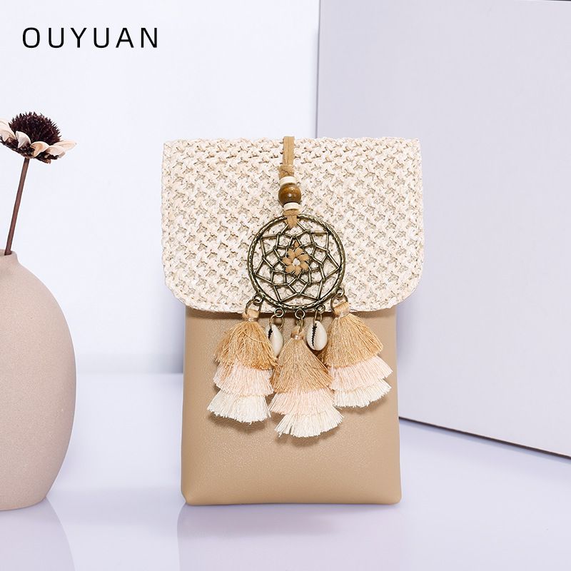 Grass Mobiltelefon Ny Vævet Skulder Shop Dream Net Tassel Crossbody Taske Niche Zero Pung_voghion.com