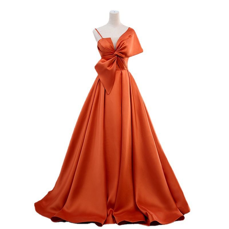 Damen Oweskleed Host Temperament laang schlank Satin Hosenträger Braut Toast Kleed Brautjungfer Kleed_voghion.com