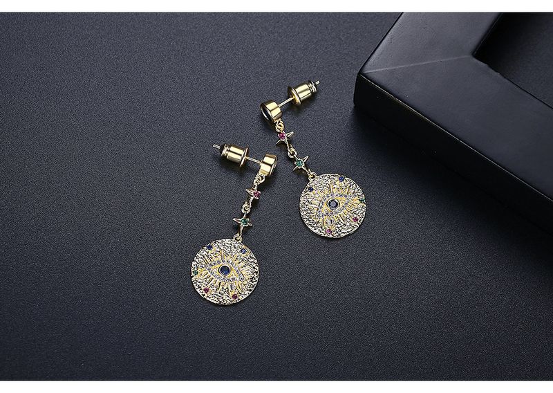 Eleganti orecchini pendenti vintage da donna con pendente a forma di cerchio geometrico - Rame ipoallergenico, design minimalista, per occasioni speciali quotidiane_voghion.com