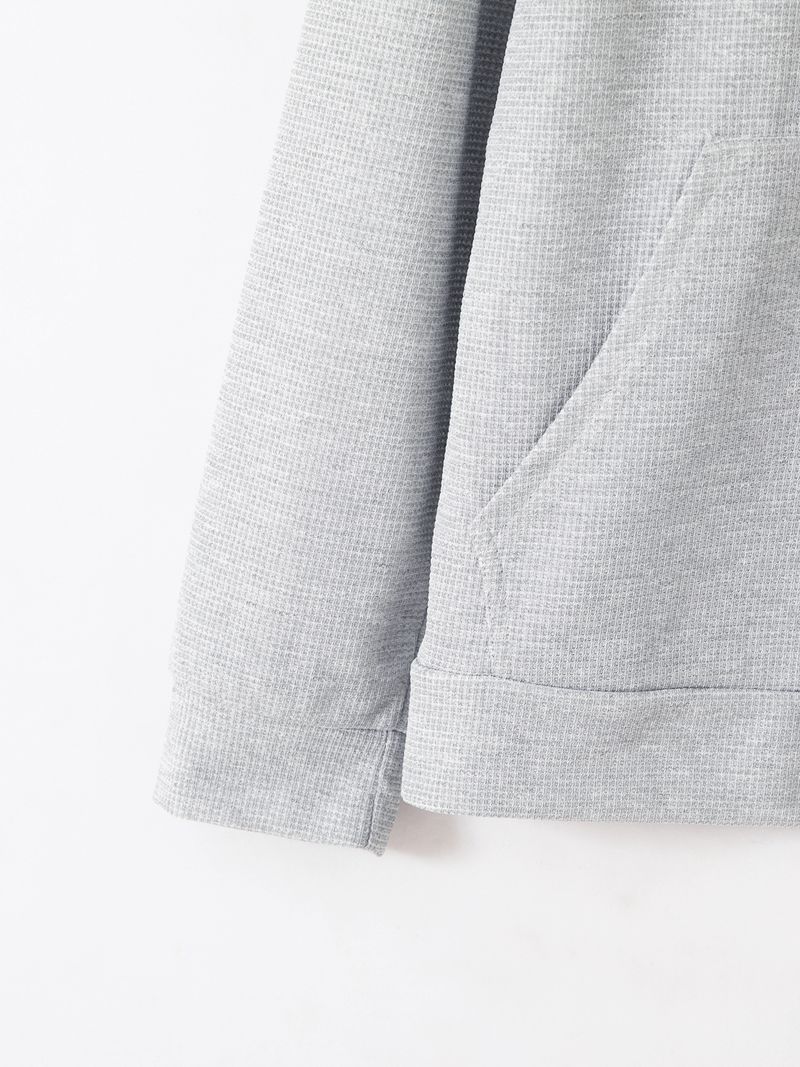 Conjunto de sudadera y pantalón de punto gofre para hombre, cuello alto, media cremallera y bolsillo - Conjunto informal y cómodo para otoño (caqui, gris, negro, blanco, azul) S-XXXL_voghion.com