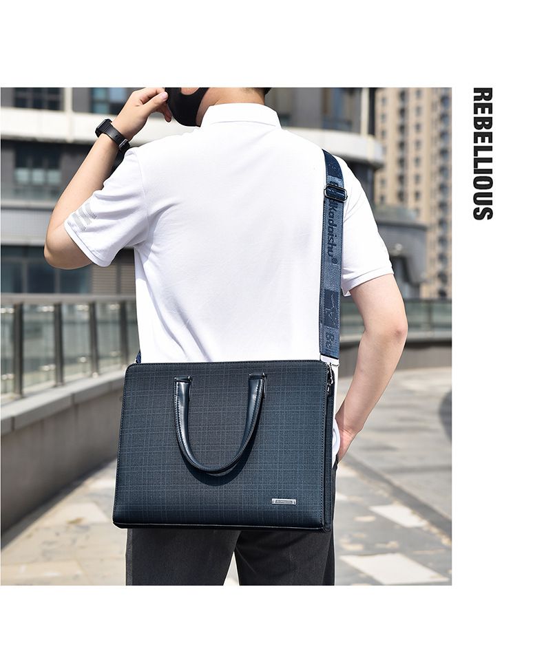 Stilvolle Umhängetasche für Herren – robuster PVC-Laptop-Rucksack mit Schachbrettmuster, 14-Zoll-Business-Casual-Umhängetasche für Arbeit und Reisen_voghion.com
