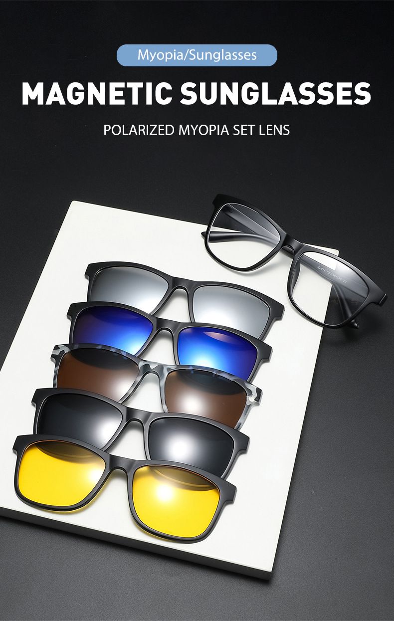 New Arrivals Magnetiske solbriller Clip og optisk brillestel 6 i 1 Kvinder Mænd Polariserede eller Night Vision Multipurpose Eyeglasses_voghion.com