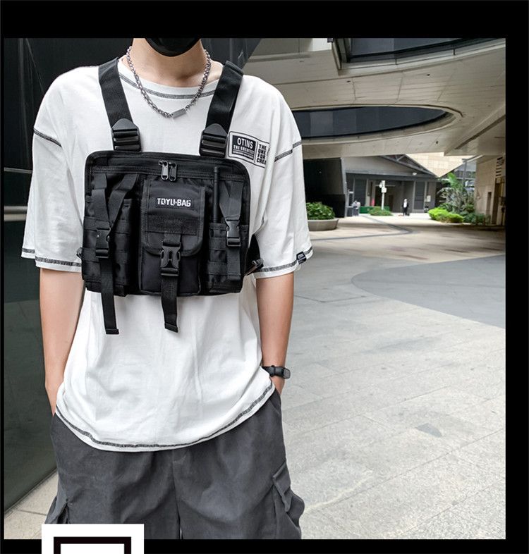 Tactical Chest Bag Trendy Splitter Ny Ins Men's og Women's Hong Kong Style Ryggsekk Bryst Bag Outdoor Workwear Vest Style Tactical Backpack_voghion.com