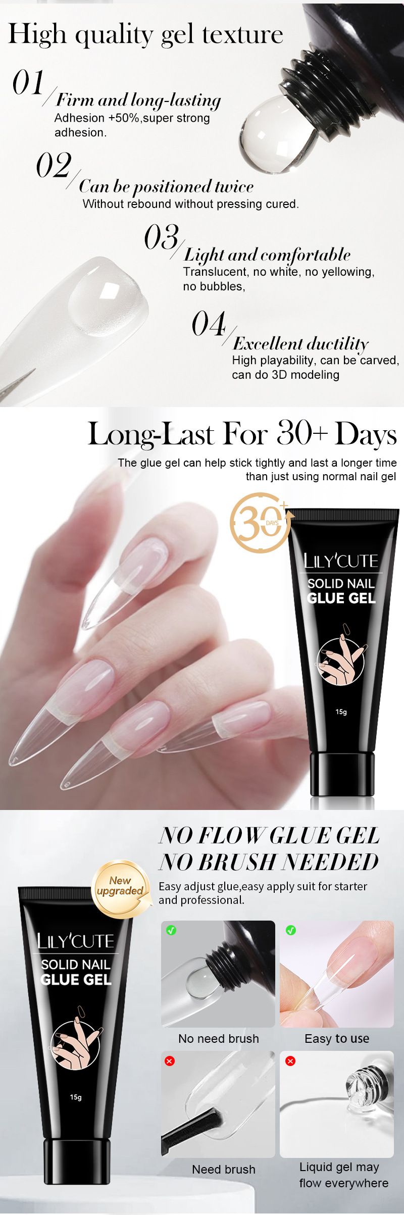 Colle solide pour ongles à coller - Gel adhésif longue tenue | Formule anti-rebond pour une adhérence optimale des faux ongles_voghion.com