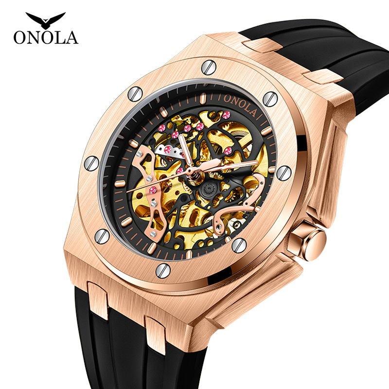 New Fully Automatic Mechanical Men's ONOLA/Orona Fashion Multicolor Silicone Tape Waterproof Watch_voghion.com