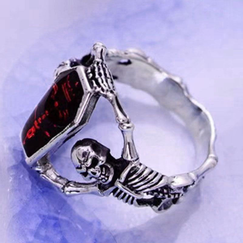 Totem Pattern Zircon Ring For Men Punk Dark Gothic Cool Style Fashion Jewelry_voghion.com