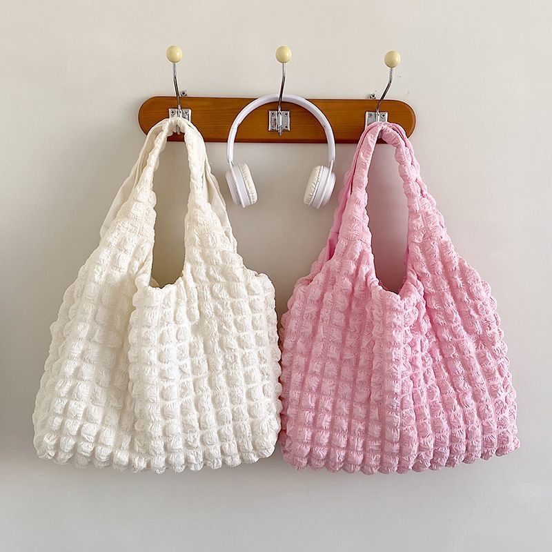 Damen-Tragetaschen, faltbare Luftpolstertasche, Schultertasche für Mädchen, Lunchtasche, große Kapazität, Wolken, Unterarm-Tragetasche_voghion.com