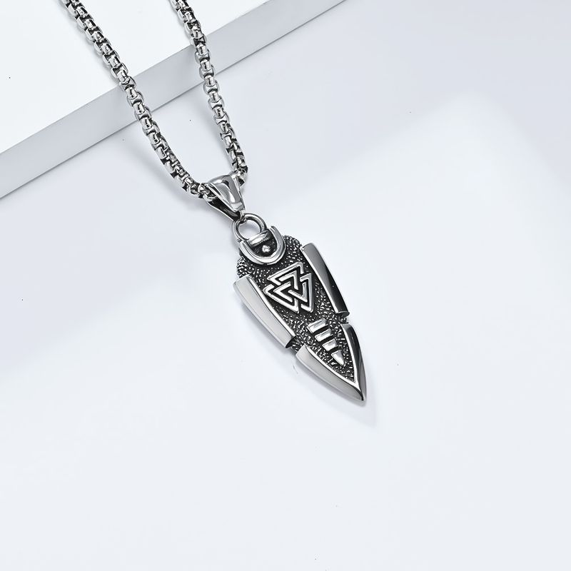 Nordic retro Viking Odyna Włócznia Tytanowa Stal Wisiorek Męski Osobowość Gunnier Naszyjnik Ze Stali Nierdzewnej Viking_voghion.com