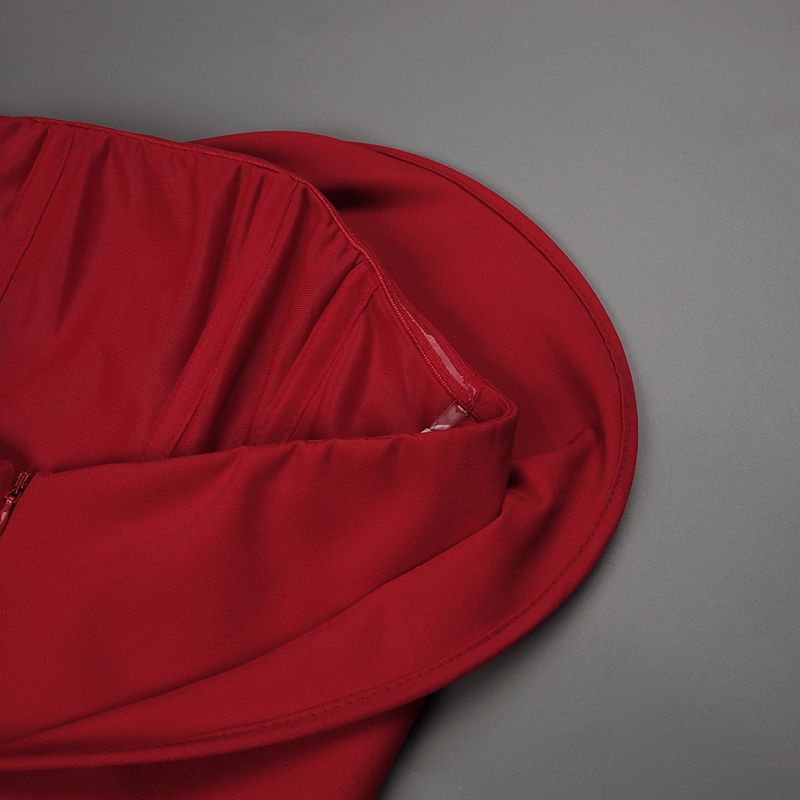 Damenbekleidung Weihnachtskleid Rotes Tube Top Blumen Dreidimensionales Kleid_voghion.com