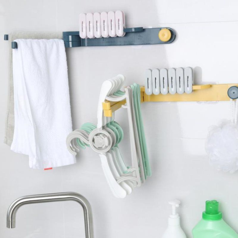 Nauja plastikinių rankšluosčių laikymo sulankstoma kabykla Balkono apdaila Sandėliavimo lentyna Kablys Džiovinimo lentyna laikymo lentyna_voghion.com